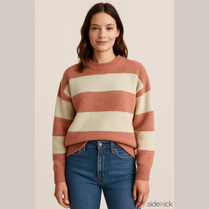 Striped Pink and White Women's Sweater